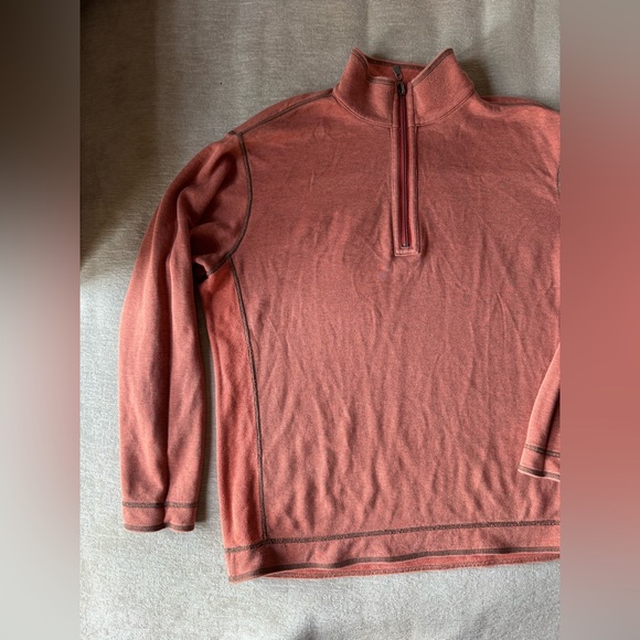 Tommy Bahama Reversible Half-Zip Pullover Sweatshirt Rust Orange Waffle Men’s L - Picture 15 of 16